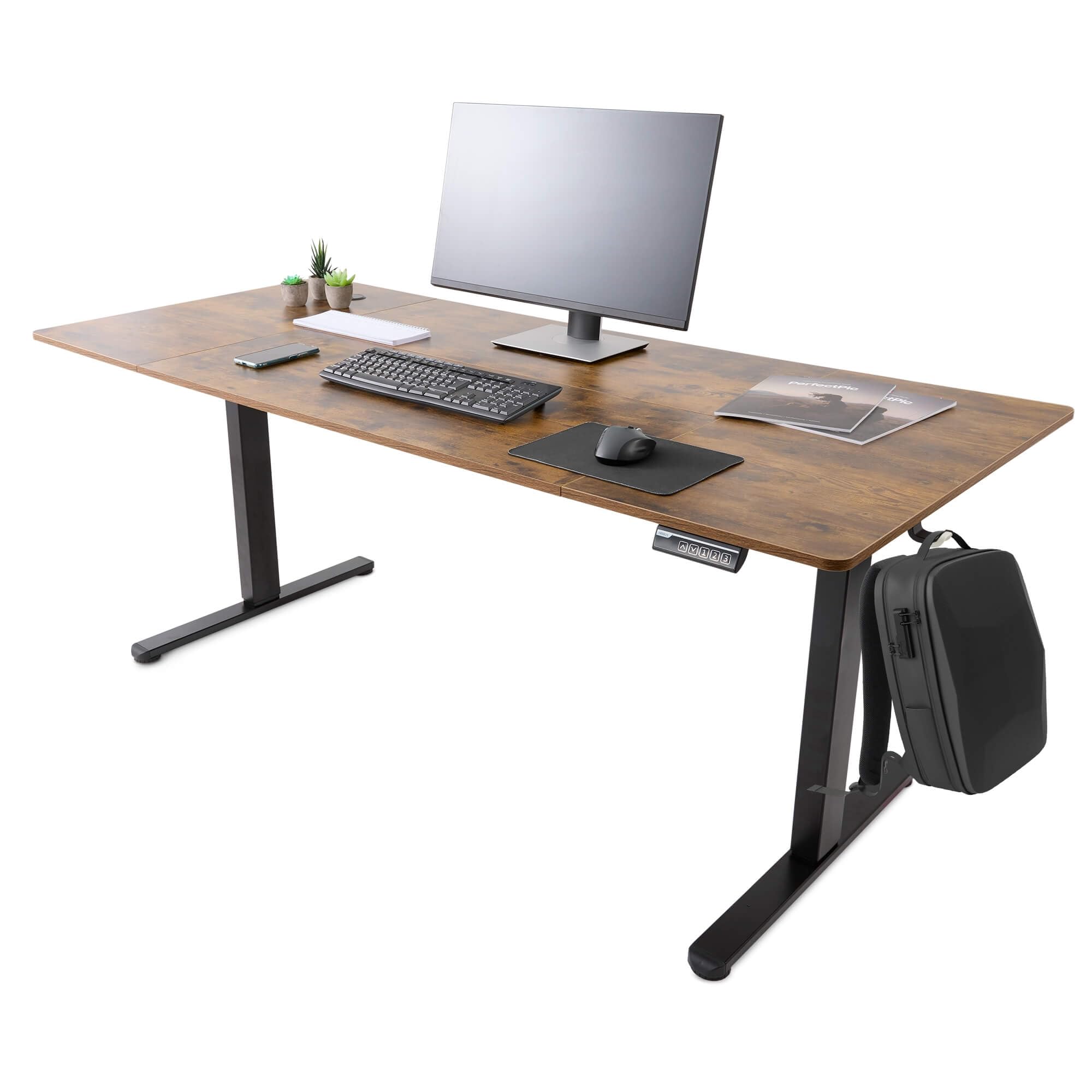 Arebos elektrisch höhenverstellbarer Schreibtisch 160x80 cm | Memory-Funktion | Verstellbarer Computertisch 72-118 cm | Standing Desk | ergonomischer Bürotisch | Steh-Sitz Tisch | Braun