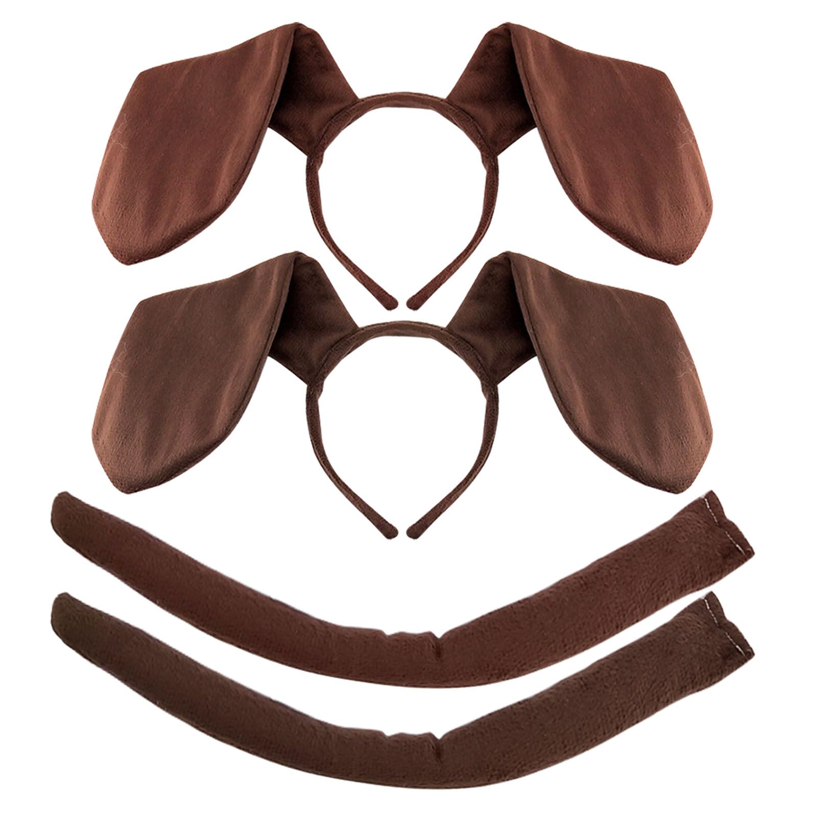 XNIVUIS 4 Piezas Disfraz de Perro Salchicha,2 Orejas de Perro y 2 Colas,Disfraz de Perro,Set de Disfraz de Perro Cachorro para Niños Adultos Accesorios de Disfraces de Animales(4 Piezas)