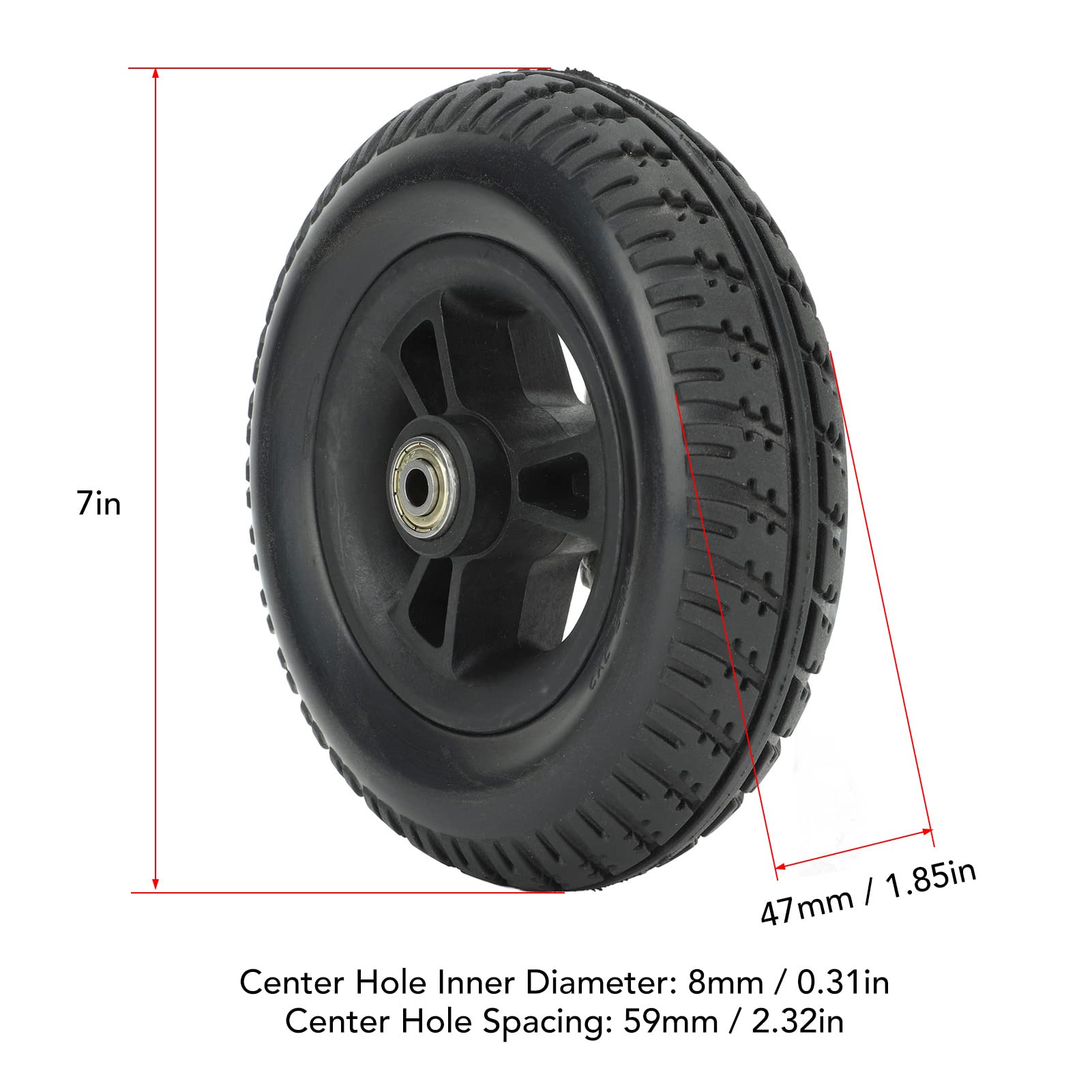 Rollstuhl Vorderrad, 17,8cm Rutschfest Solide PU Ersatzrollen | Radersatz für Rollstühle Universell für Rollen Räder Gehhilfen Zubehör