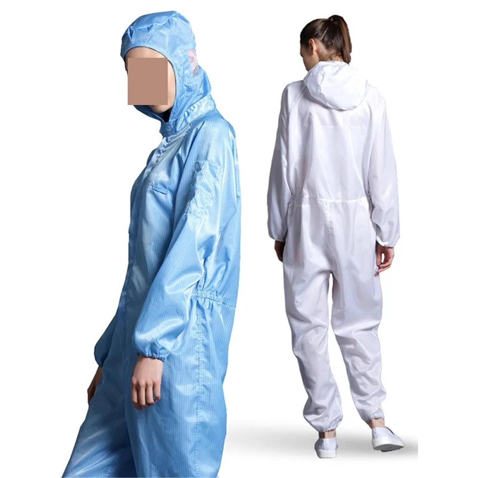 Kombinezony ochronne unisex Czyste ubrania Kaptur Pyłoszczelne ubrania antystatyczne Odzież do pomieszczeń czystych Malowanie Praca Kombinezon(Navy with Pockets,Medium)