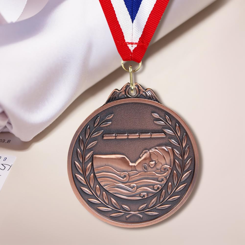 Medalla de natación 6,5 cm Recompensas Deportivas Cinta Cuello Metal Oro Plata Bronce Competiciones