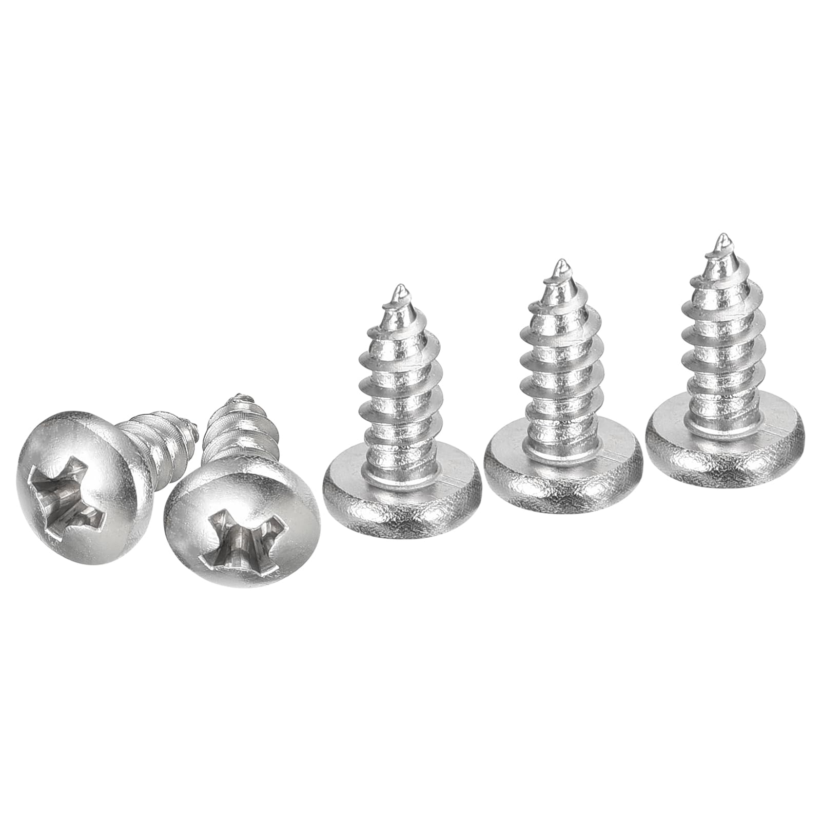 DTGN #8x3/8" Phillips Pan Head Self-tapping Screw - 100Pack - Bright Finish 304 Stainless Steel Sheet Metal Screws Wood Screws