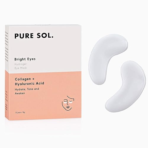 pureSOL PURE SOL. Mascarilla de hidrogel de colágeno con ácido hialurónico, extracto de semilla de uva, hidrata, tonifica y despierta (12 pares)