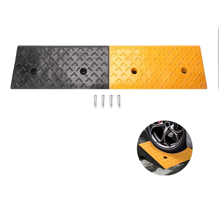 Driveway Curb Ramps Heavy Duty Plastic Curb Ramp Car Slope Ramp Step Pad Ramp Pad For Motorcycle Wheelchair Scooter Bike 1 Pack(Black