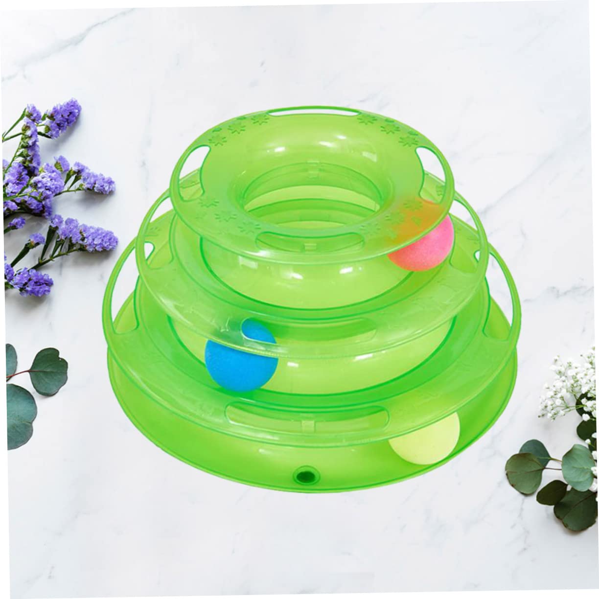 SUPVOX Jouet pour Chat Interactif À Trois Niveaux 25X25X13 Cm Plaque Ronde avec Piste De Roulette Stimule Agilité Et Exercice pour Chats Intérieurs