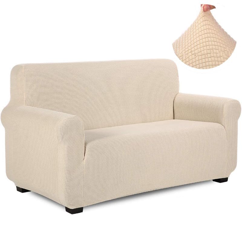 サムコス ソファーカバー 肘付き 3人掛け ソファーパッド 滑り止め 柔らかい 替えソファカバー 防塵 防汚 犬猫爪とぎ防止 傷防止 無地 北欧風 ソファーシート 保護カバー 伸び良く 四季通用 水洗い可能(ベージュL、180*230CM)