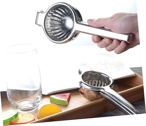 Miniatura 7 de Exprimidor manual de limón de acero inoxidable para uso en cocina, extractor de cítricos compacto no eléctrico para limones, limas, kiwis y más