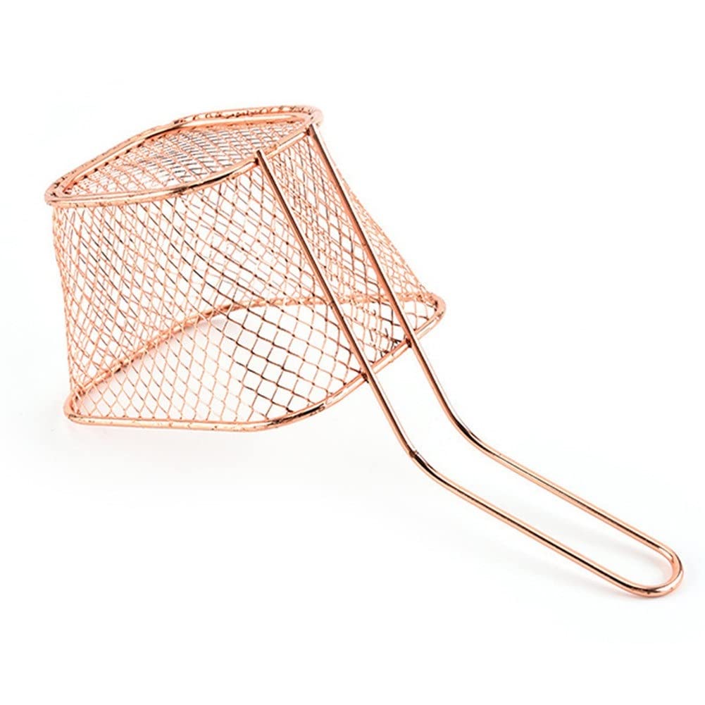 Set di cestelli per Patatine Fritte in Acciaio Inox - 2 Pezzi, scolapasta a Rete Dorata, utensile da Cucina per Patatine Fritte Perfettamente croccanti, Accessori Resistenti per friggitrice