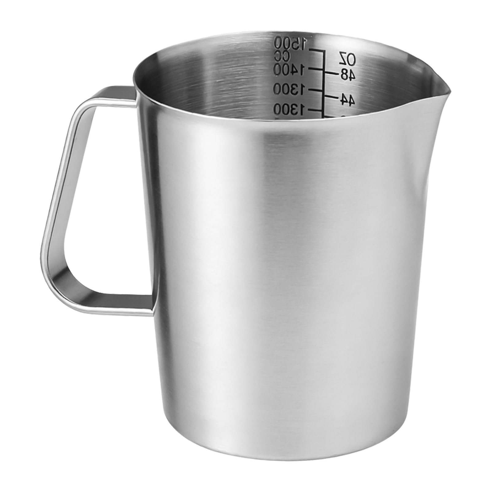 Kubek z miarką 1500 ml ze stali nierdzewnej, dzbanek na mleko z oznaczeniem i uchwytem, 304 stal nierdzewna, kubek do spieniania mleka, duża pojemność, uniwersalny kubek z miarką do kuchni, pieczenia