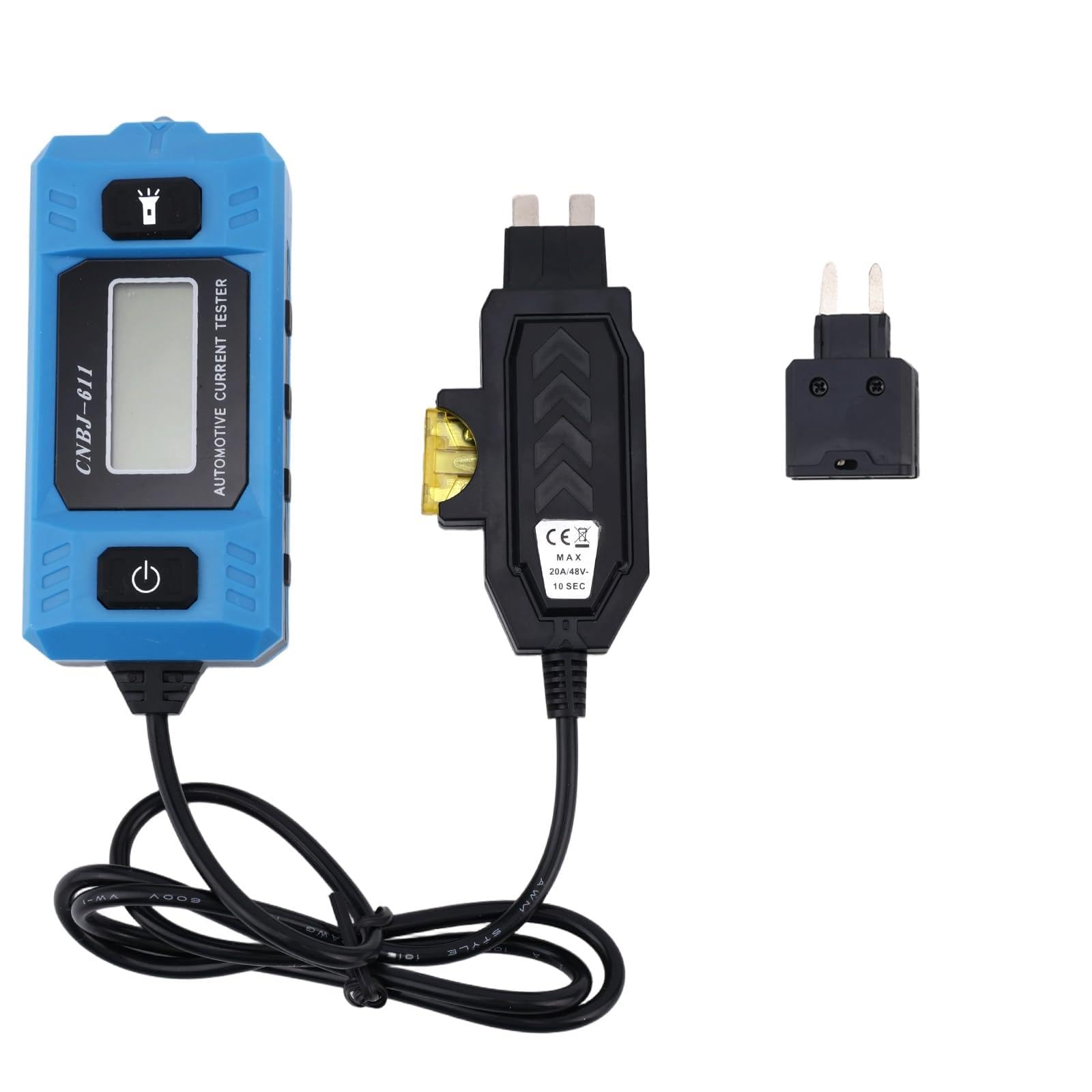 Tester Bezpieczników Samochodowych, Precyzyjny Tester Usterek Obwodów Samochodowych 20A 48V 2 w 1 Śledzenia Obwodów i Lokalizowania Zwarć Wyświetlaczem LED i Reflektorem