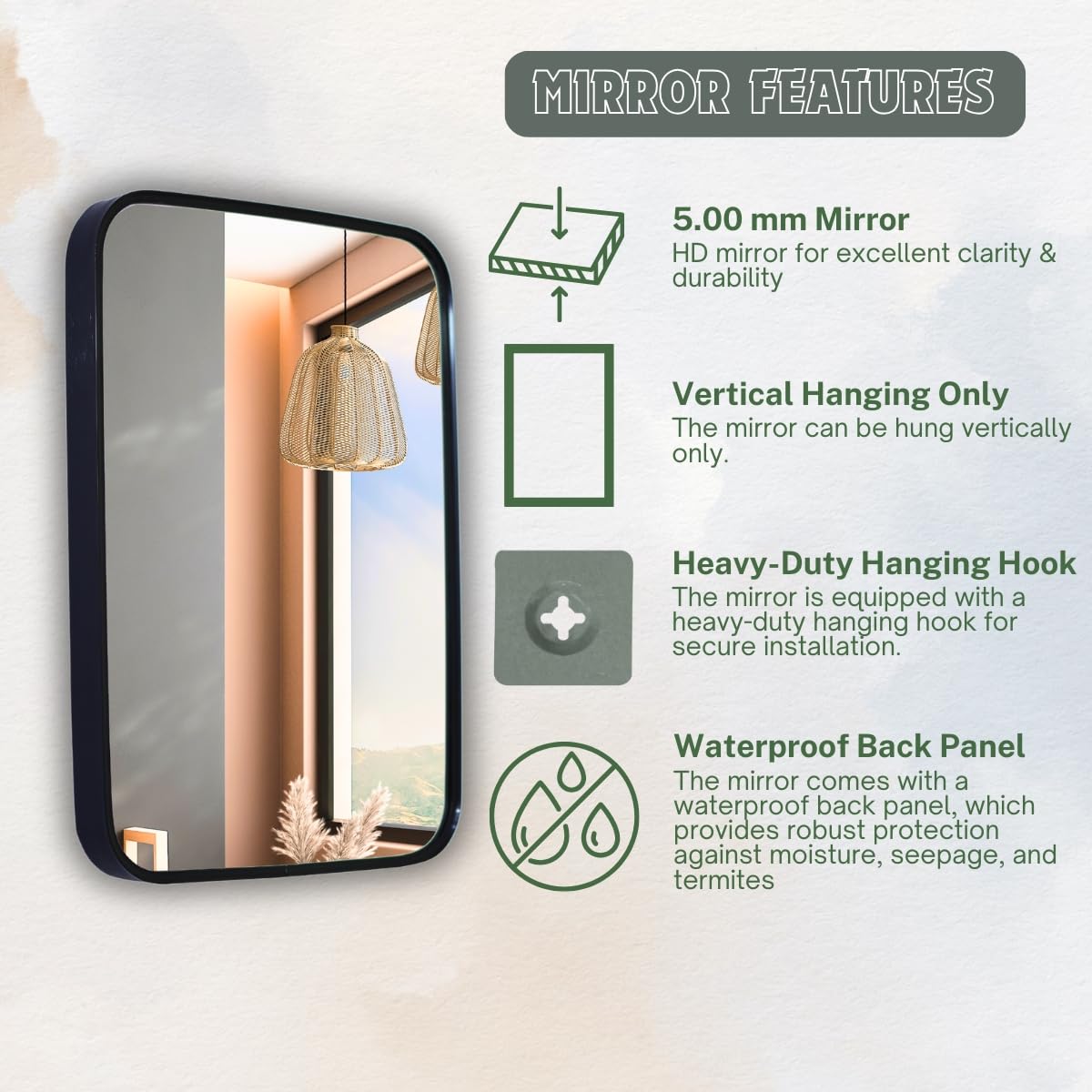 Metal Frame Mirror - 12x18 Inch Wall Mirror -6