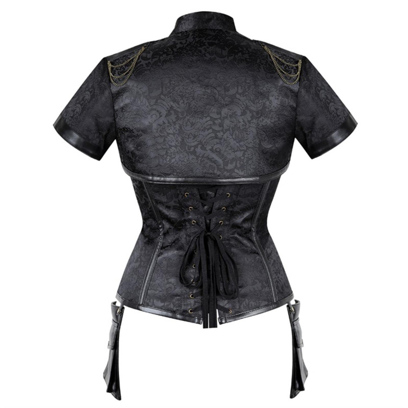 WEITING Corsets noirs et rouges steampunk pour femme sexy gothique gothique rétro corset et bustier corsage femme punk corselet ensemble