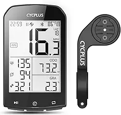 CYCPLUS Computador de bicicleta GPS com suporte, computador de ciclismo sem fio Ant+ velocímetro à prova d'água e odômetro M1 e Z2 suporte de guidão