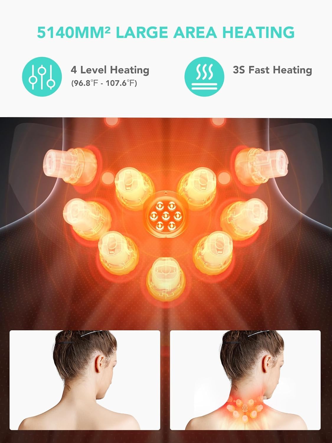 SKG G7PRO-FOLD Appareil de massage de la nuque pliable avec chaleur, sans fil, masseur vibrant pour tissus profonds, soulagement de la douleur, appareil électrique portab