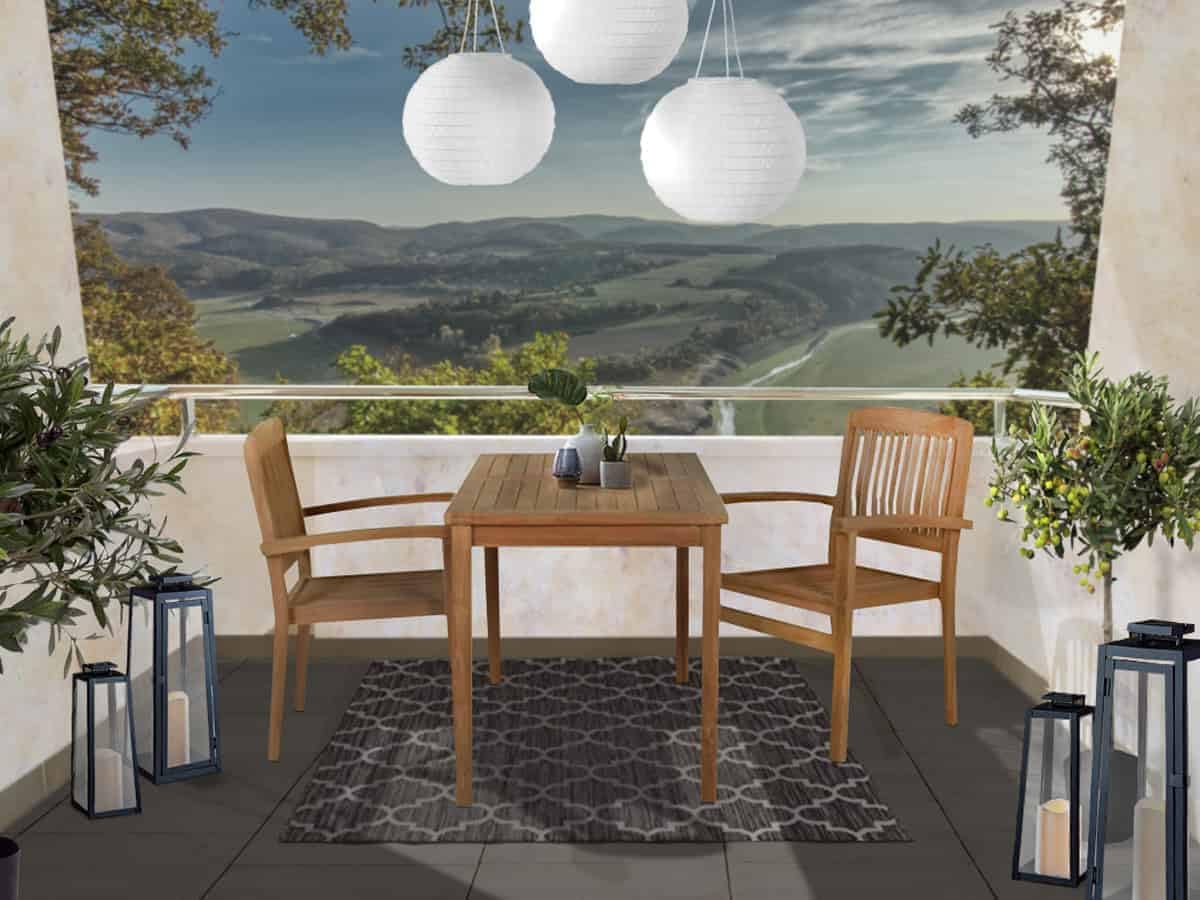Gartentisch 120x70 cm Gartenmöbel Outdoor Modern Massivholz Teak Honig