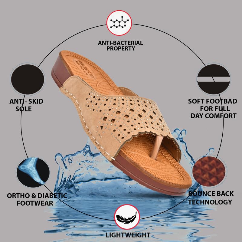 Image of HEALTH FIT Extra Super Soft Ortho Care Diabetic & Orthopedic Slippers /Doctor Chappal & Ultra-Lightweight Stylish Footwear for Women's 677