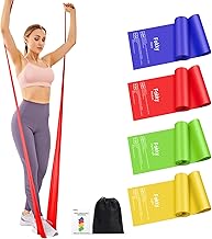 2 Metres Fitness Elastic (Set of 4) - Fitness Elastic with 4 Resistance Levels - Gym Elastic Band - Ideal for Yoga, Pilates & Stretching - With Bags