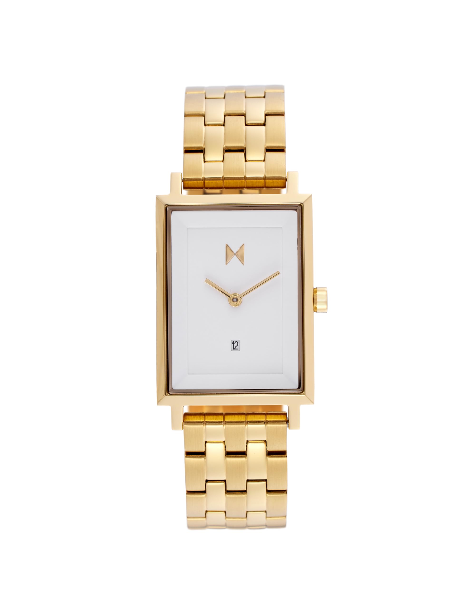 Stainless Steel Signature Square Analog White Dial Women Watch-D-Mf03-G, Gold Band