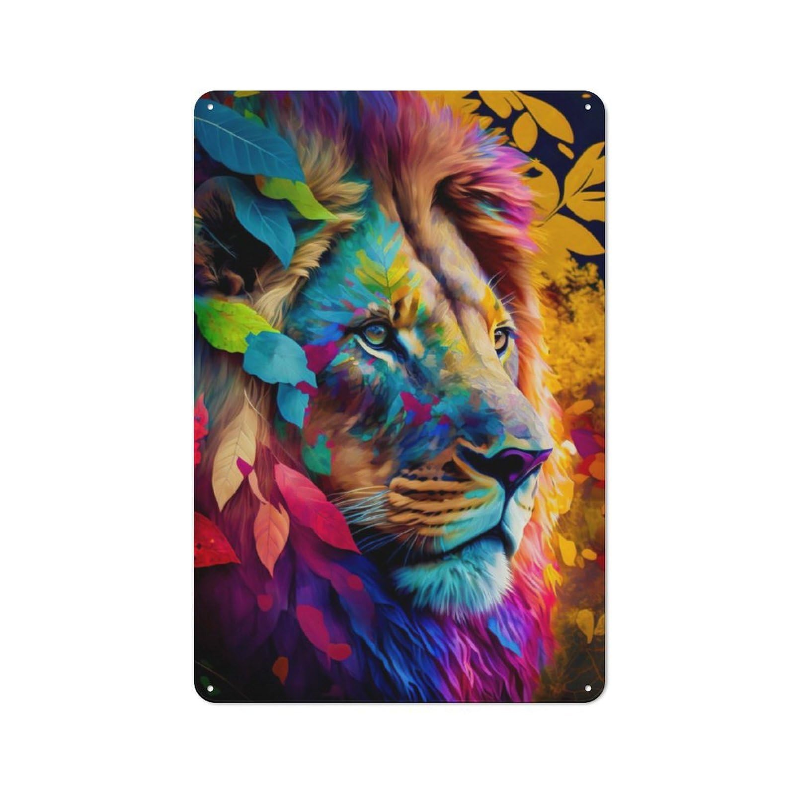 Junmoney Floral Lion Retro Metal Plaque 30X20cm Featuring For Home Bar Wall, For Room Styling Across Home Bars And Entertaining Spaces