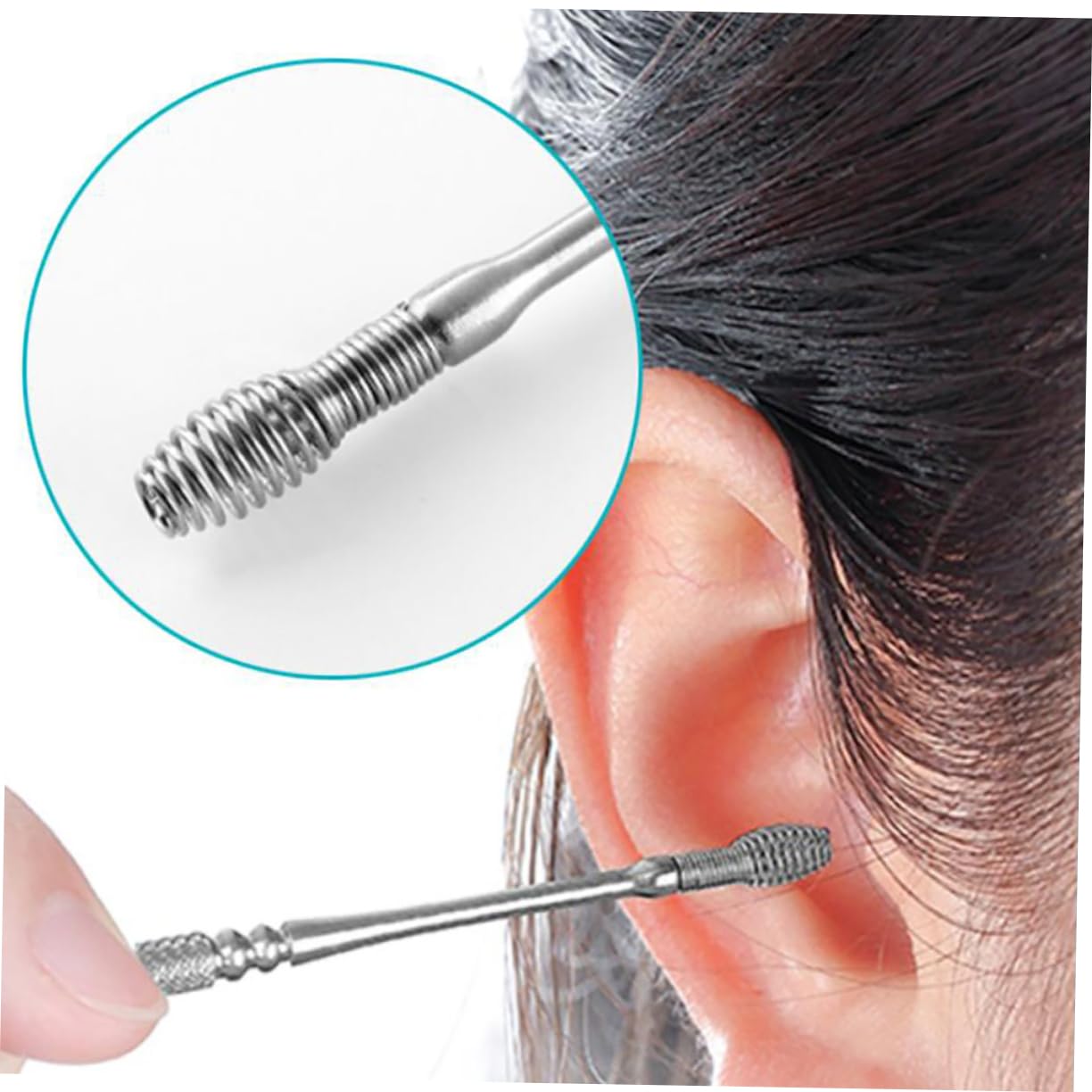 HAPINARY Ear Set 8pcs Stainless Steel Tweezer Set Blackhead Extractor and Massage Ear Spoon for Gently Cleaning