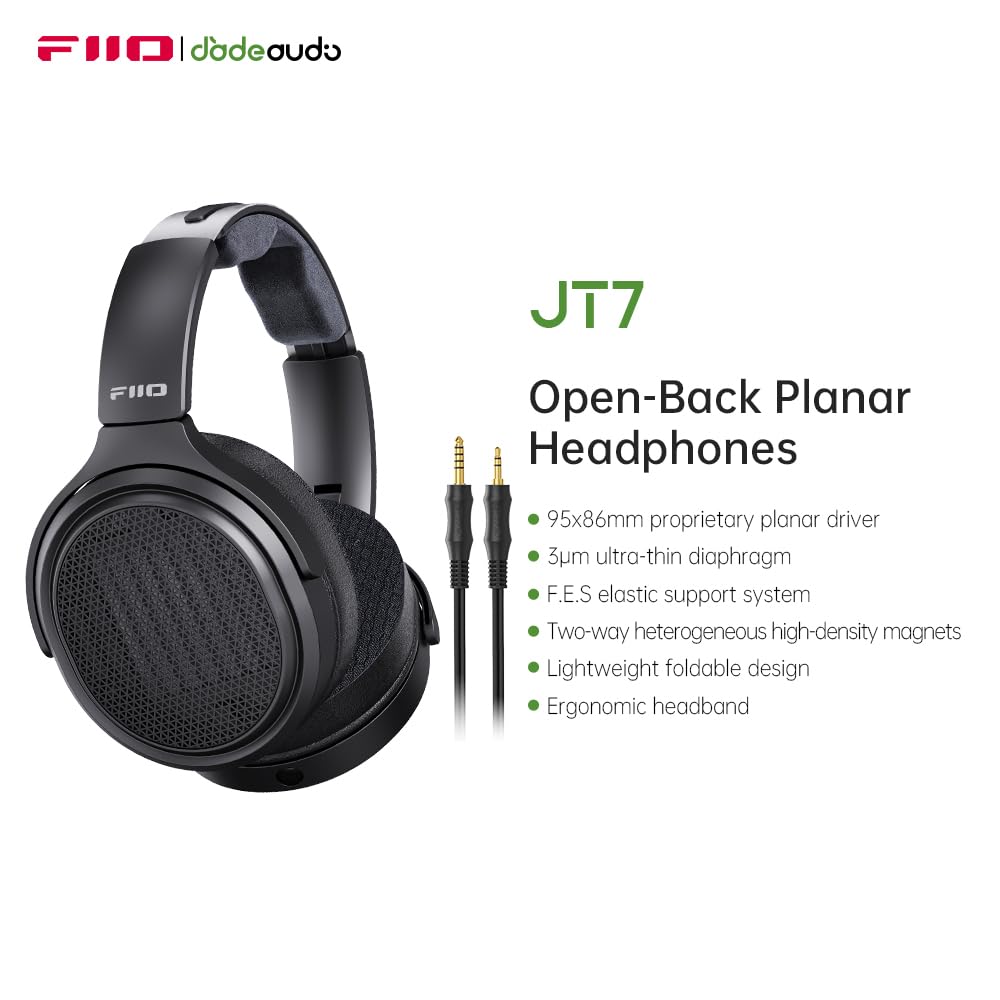 IE 600＋fiio q3 2021 FiiO JT7 Kulak Üstü Düzlemsel Manyetik Kulaklık, 95x86 mm