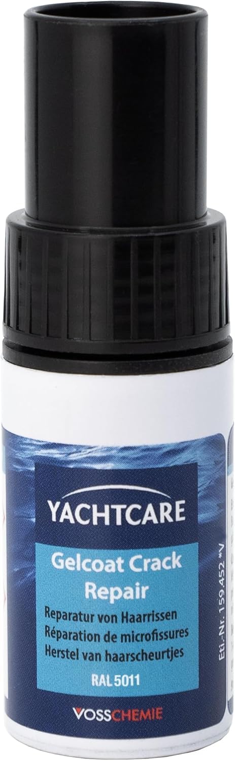 Yachtcare Gelcoat Crack Repair RAL 5011 | Für die schnelle Gelcoat und GFK Reparatur | Zum Verschließen von Haarrissen & kleinsten Abplatzungen | 9ML