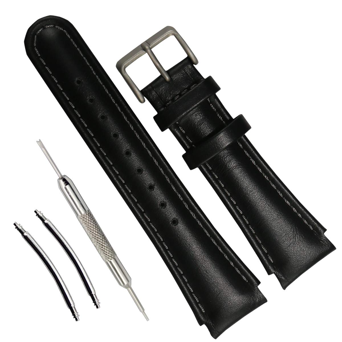 KHZBSMen Leather Watch Strap Replacement for suunto x-Lander Military Watch Band Wrist Band, 黑色, 22 mm, Exquisite,Military