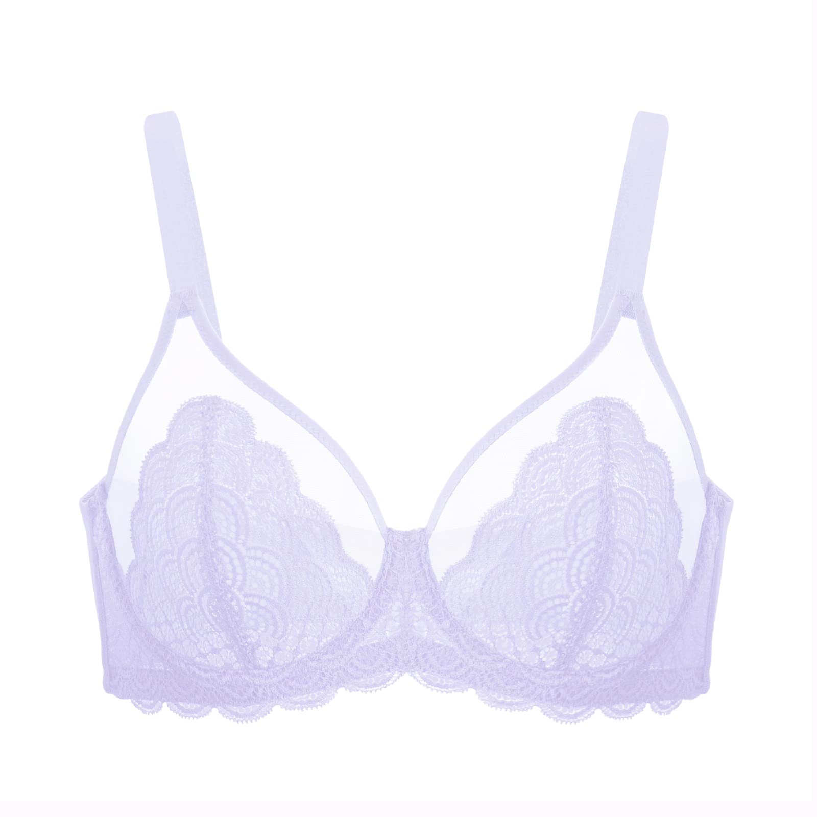 HSIA Minimizer Bra for Women - Plus Size Mermaid Scales Lace Bra Full Coverage for Heavy Breast