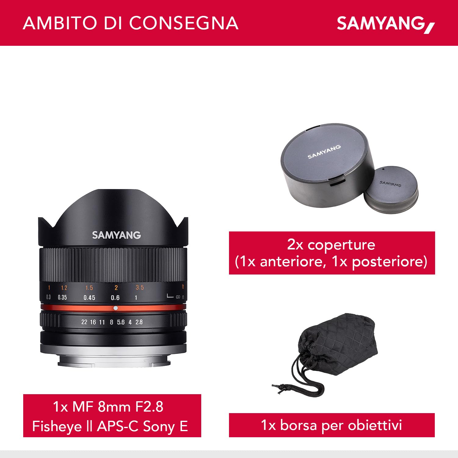 Obiettivo Samyang Fisheye II per Sony E 8mm F2.8 UMC nero : Amazon