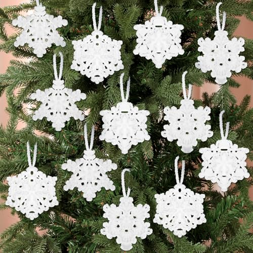 Vercraft 12 Pcs Cotton Snowflake Ornaments - Thick...