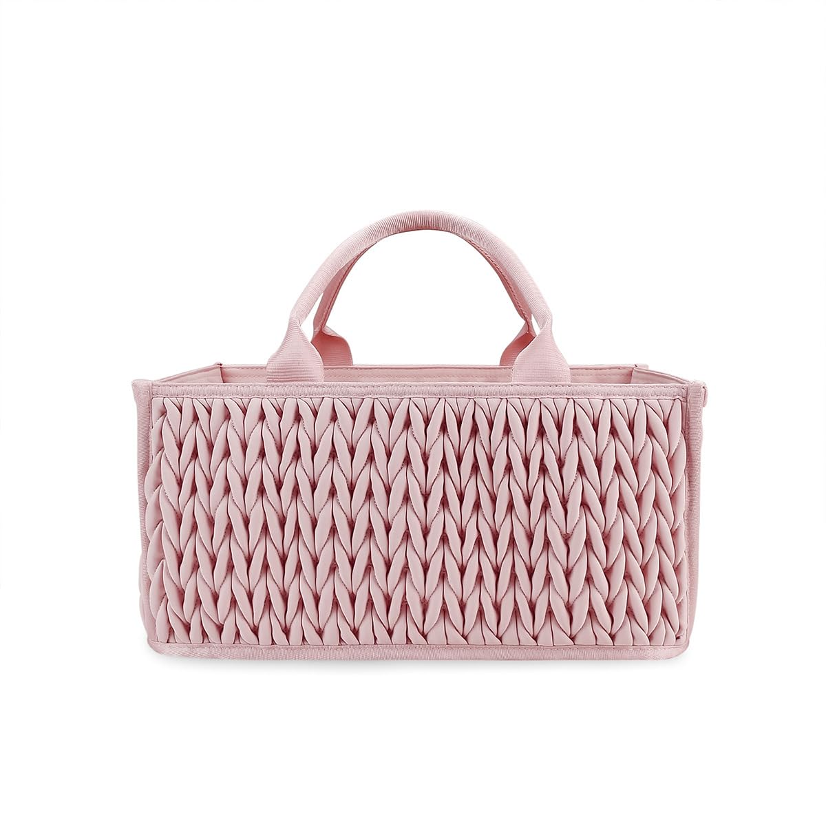 SONARIN Baby Nappy Caddy,Large Portable Baby Diaper Caddy Organiser Baby Caddy Storage Basket Nursery Storage Bin for Diapers and Wipes with Detachable Compartments(Pink)