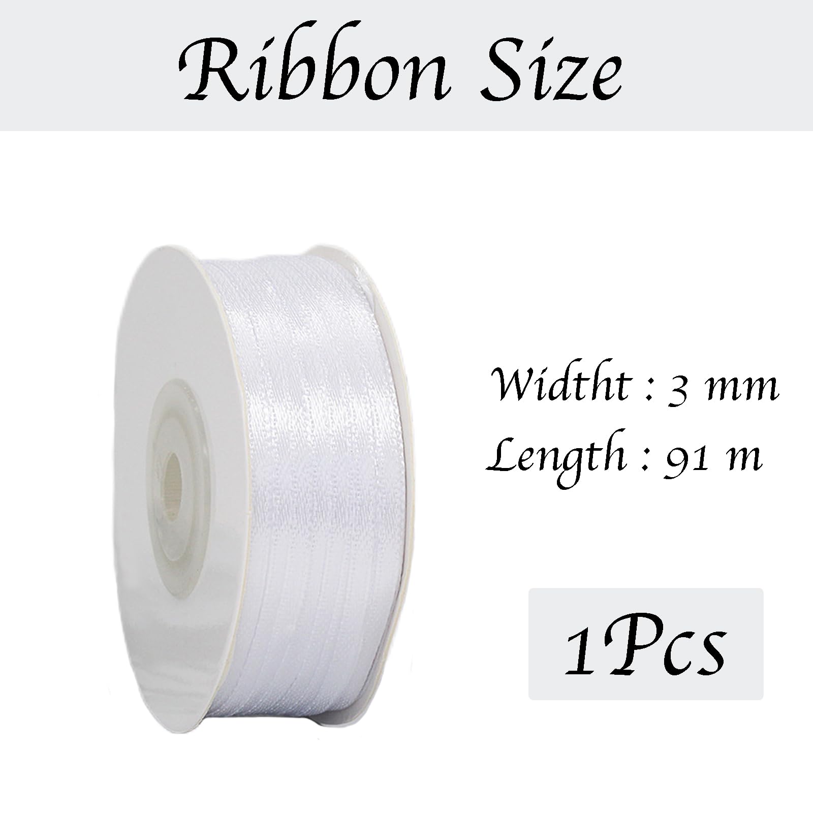Grey Ribbon 3mm for Gift Wrapping 91M,Grey Satin Ribbon 3mm Thick for Crafting Cake,Hair Bow,Polyester Ribbon Christmas Decoration,Wedding Car Decor - Image 2