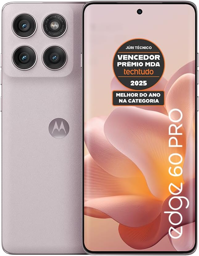Smartphone Motorola Edge 60 PRO 5G - 512GB 24GB (12GB RAM+12GB Ram Boost) Tela Quad-Curve moto AI 50MP Sony Camera ultrarresistencia militar IP68 + IP69 - Rosa 