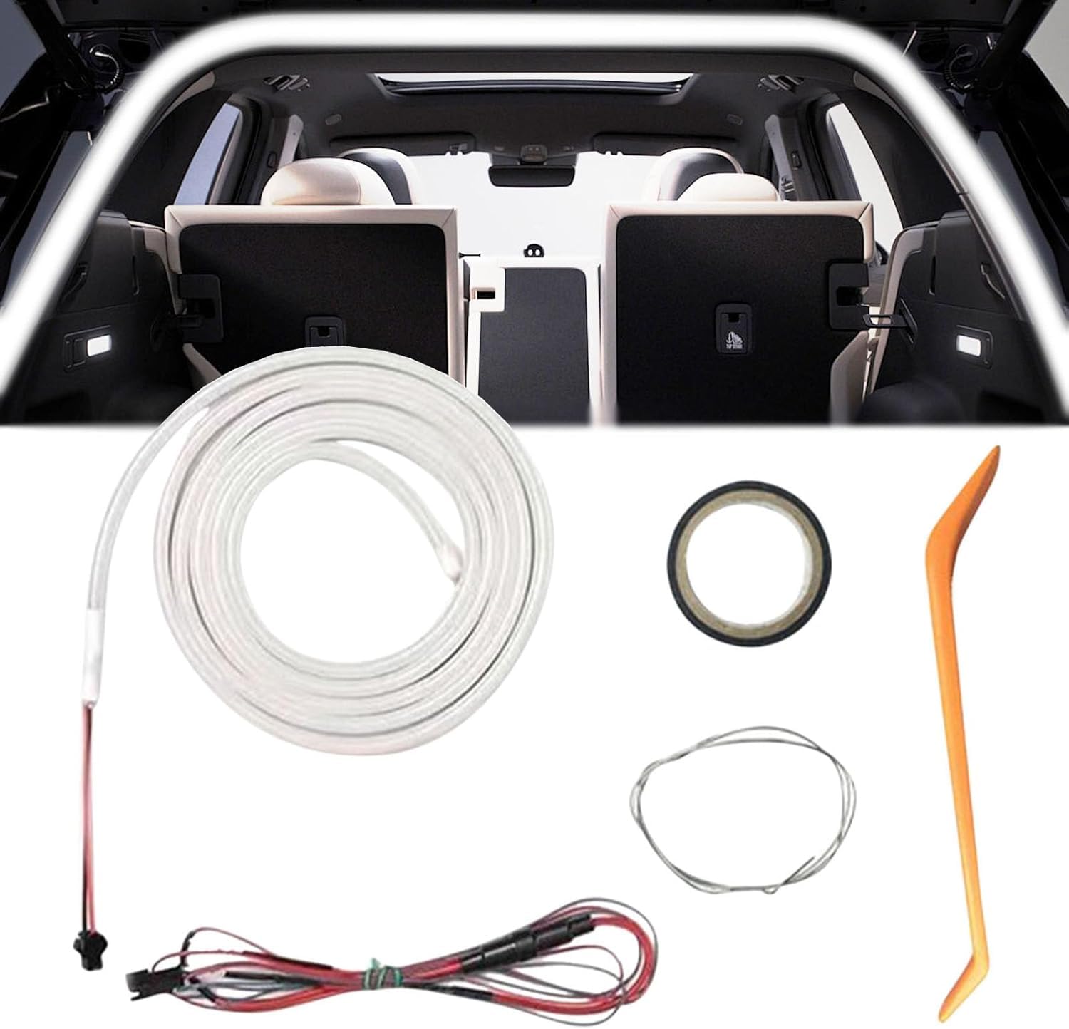 Pasek świetlny do bagażnika, 4 m, Dynamic Flowing Car Trunk Light Strip, oświetlenie do bagażnika, oświetlenie wewnętrzne samochodu, automatyczny czujnik, do dekoracji bagażnika samochodowego