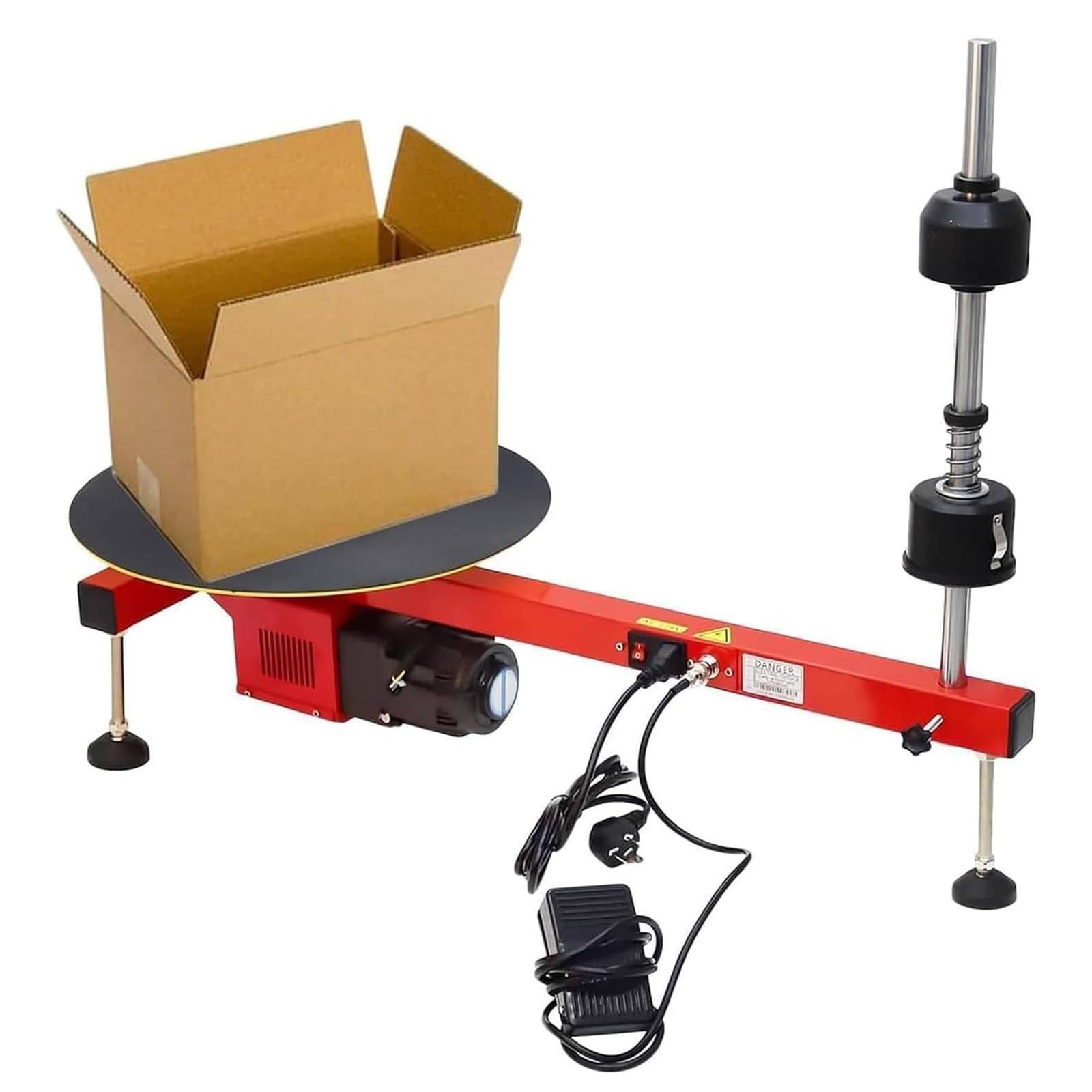 LHUITUI Table Electric Pallet Wrap Dispensers, Electric Flat Film Wrapping Machine, Electric Table Stretch Film Dispenser, Turntable 40cm, With Foot Switch, For Parcel Carton Box Luggage Warehouse
