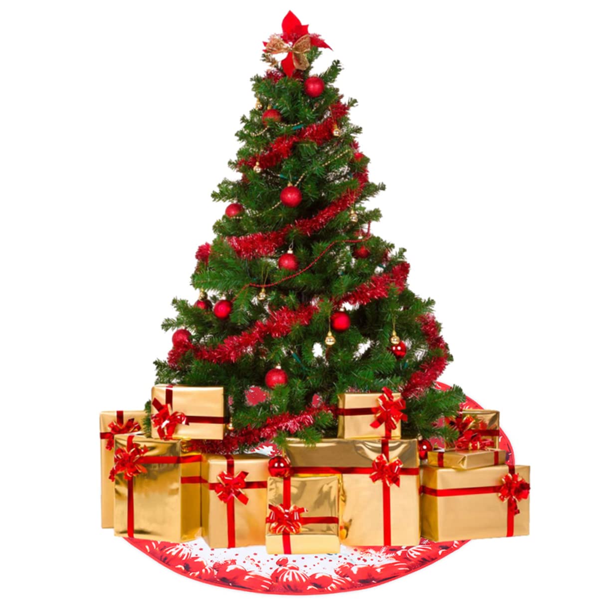 Alipis 3sets Weihnachtsbaumrock Dekorationen Rentierbaum Rock Ornamente Weihnachts Party Weihnachten Party Umstandskleidung Weihnachtsbaumschmuck Baumbodenabdeckung Flanell Rot 2pcs*3