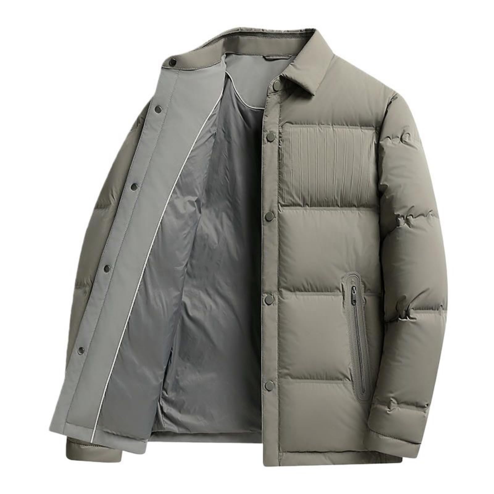 Chaqueta de invierno para hombre informal con solapa en color liso 2