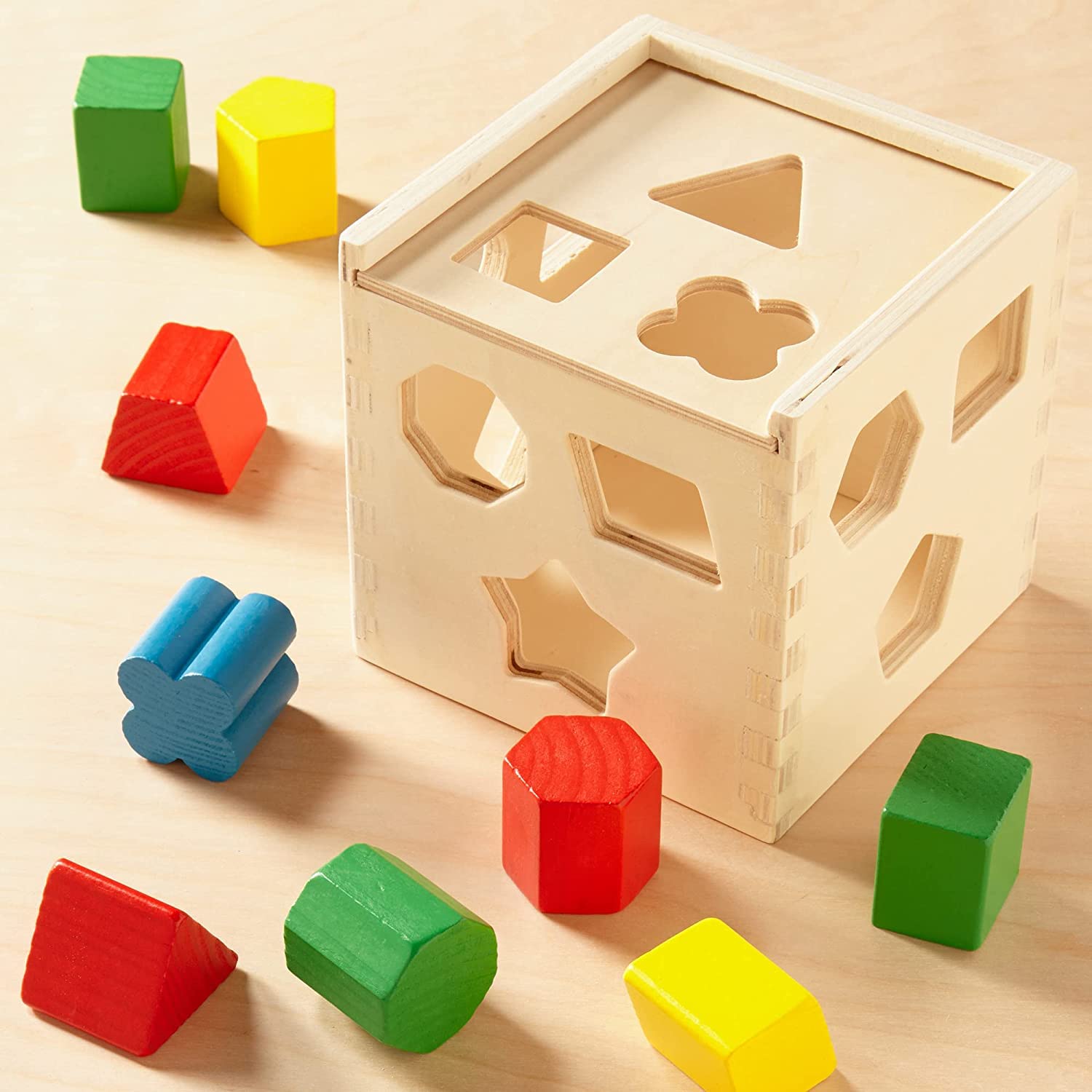 CHANNAPATNA TOYS Shape Sorting Cube-Classic Montessori Wooden Toy with 15 Shapes-Kids Shape Sorter Toys for Toddlers Ages 2+, 12 Pcs (B0C1KXRQTD) Amazon Price History, Amazon Price Tracker
