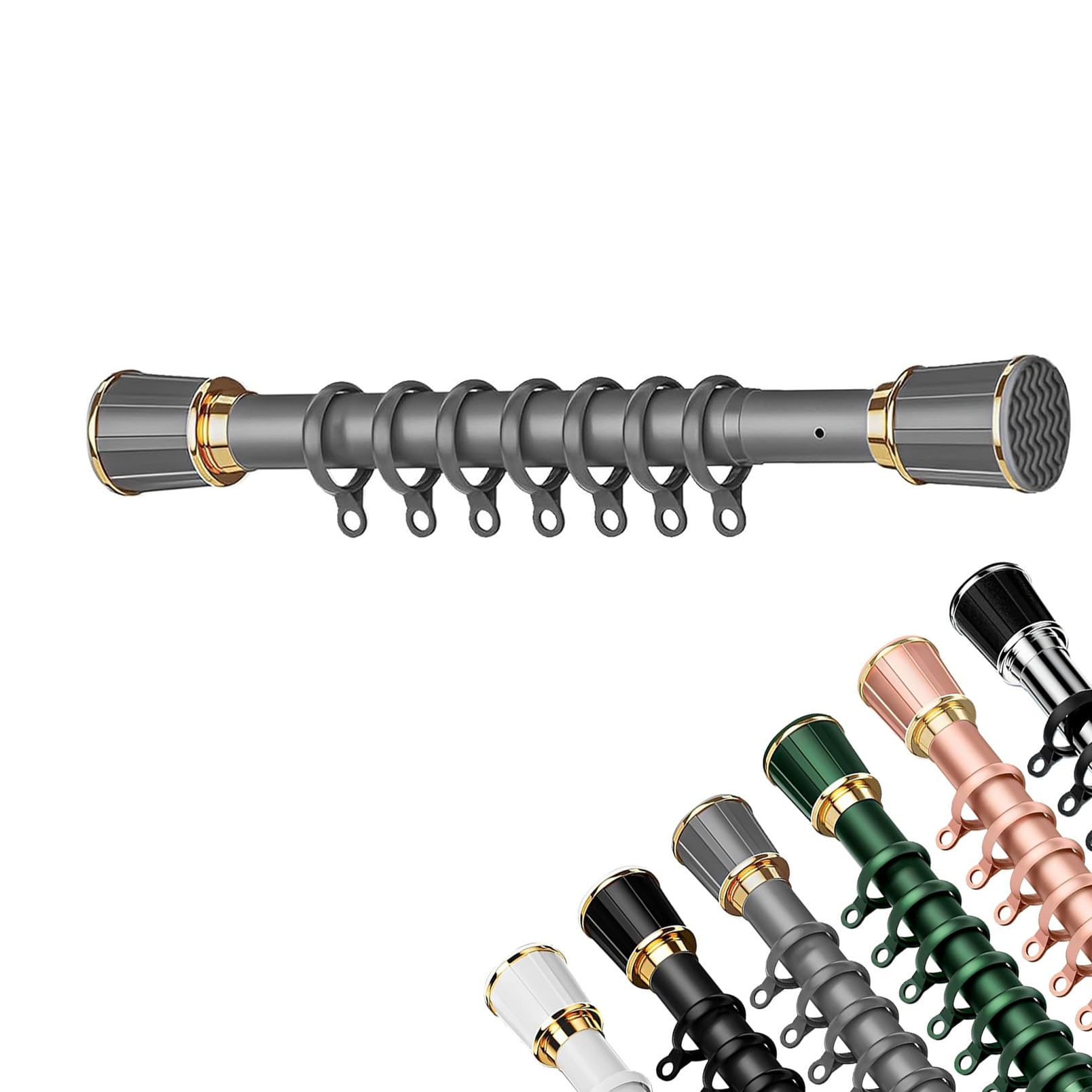 Tringle à rideaux télescopique réglable de 110 à 190 cm - Sans perçage - Parfaite pour rideaux et rideaux - Installation facile - Solution de décoration d'intérieur moderne - Gris