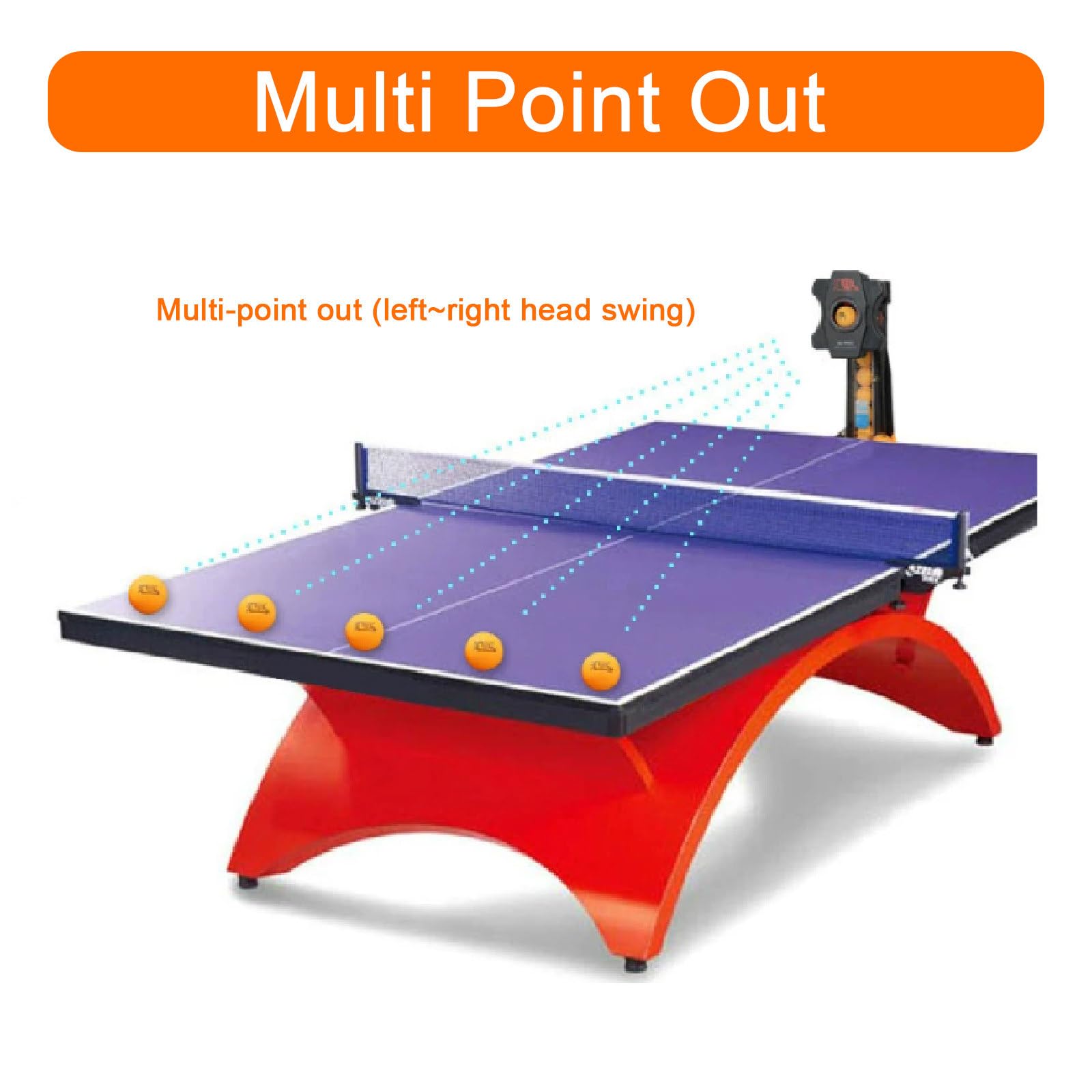 Robot da Ping Pong, Lanciatore Automatico di Palline, Macchina Lanciapalle, Lancio Completo delle Palline, con Rete di Raccolta delle Palline E 100 Palline da Ping Pong