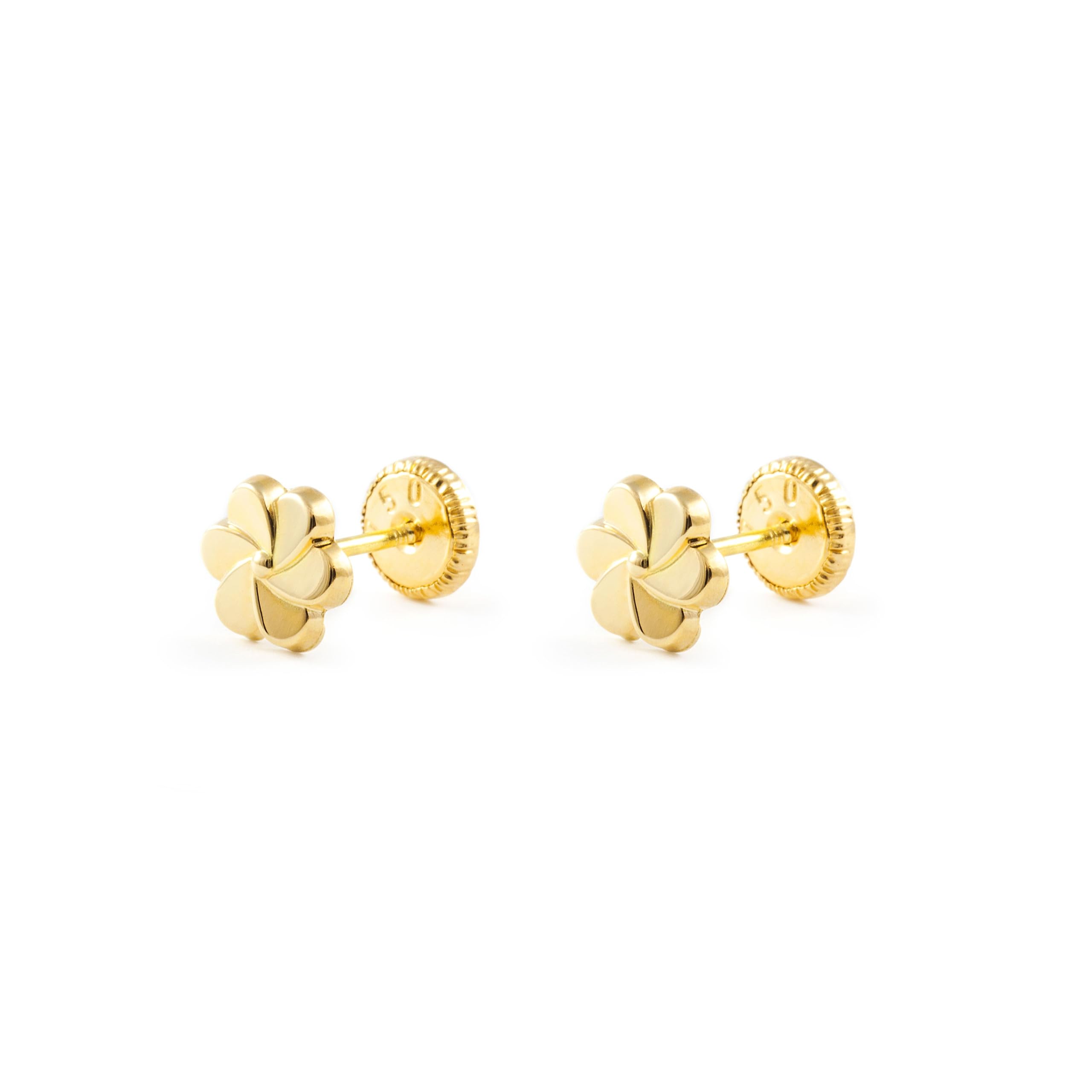 Damen & Kinder Blumen Ohrstecker - Gelbgold 18 Karat (750) - Geschenkbox - Garantiezertifikat