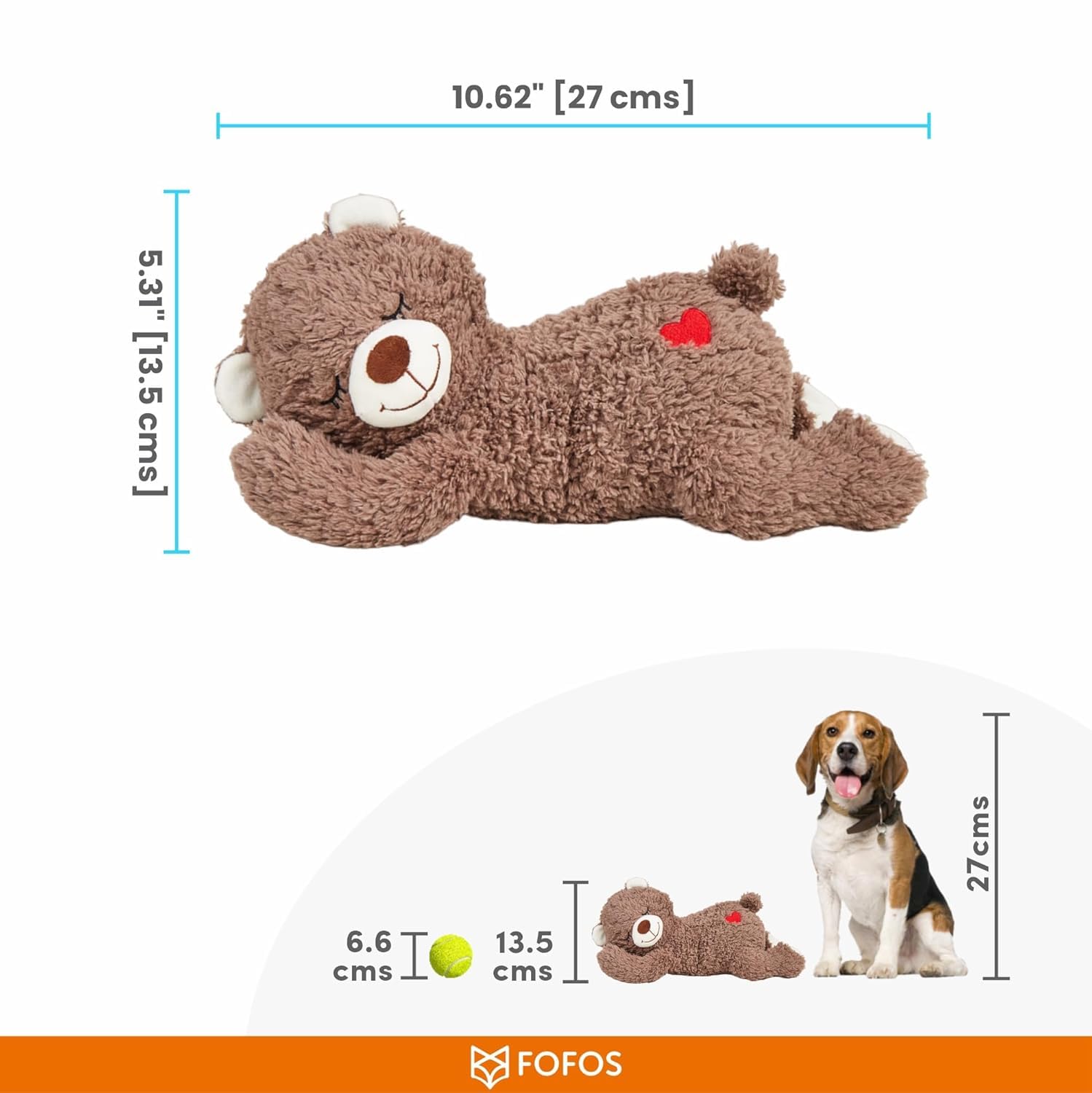 FOFOS Juguete de Latido del corazón para Cachorros: Juguete de Latido del corazón para aliviar la ansiedad por separación, Latido del corazón de Cachorro, Animal de Peluche, calmante para la ansiedad