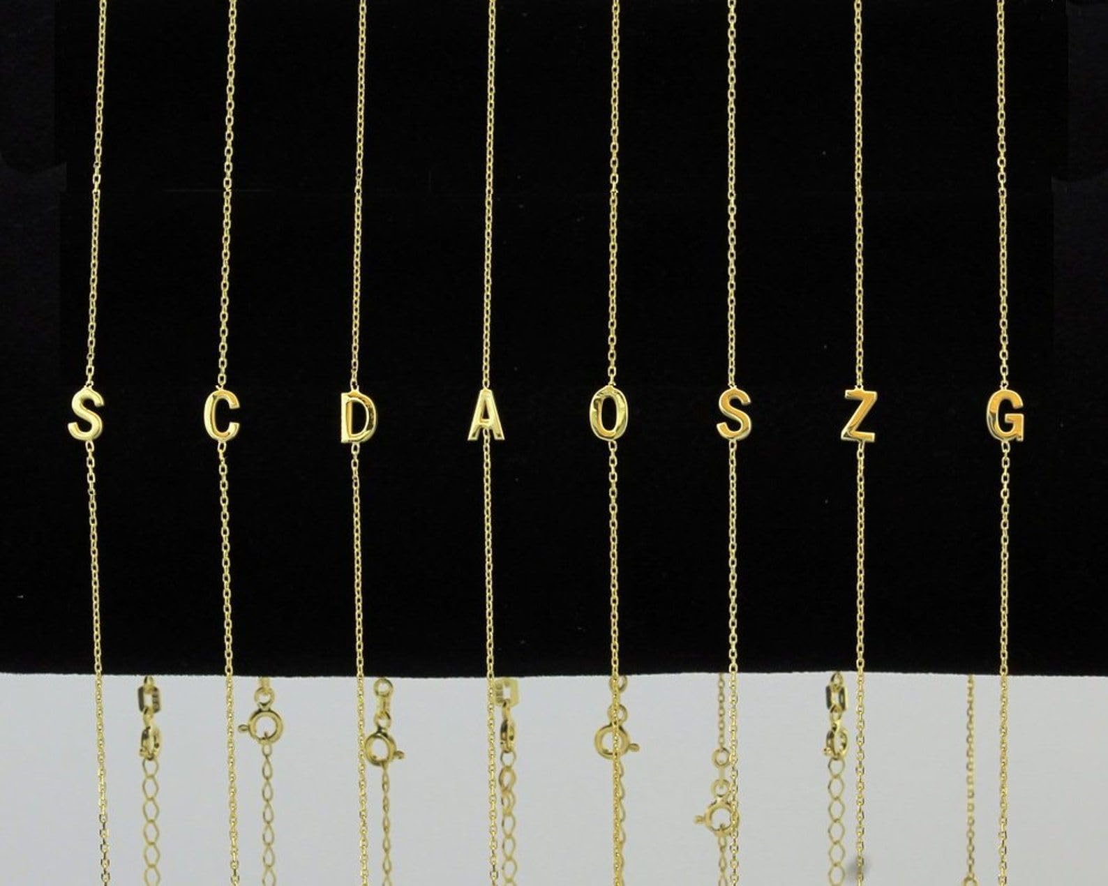 14K oro macizo pulsera con nombre 14K oro macizo parejas pulsera Navidad dama de honor Día de la Madre