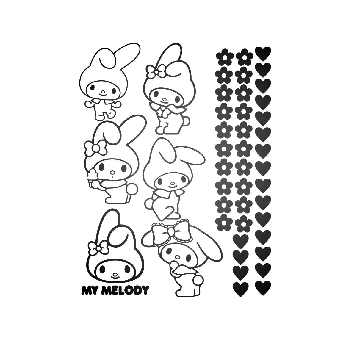 Vinyl Wall Art Decal - My Melody - 21" x 16" - Trendy Cute Inspirational Lovely Design Sticker for Home Bedroom Living Room Closet Kids Room Playroom Nursery Daycare Kindergarten Decor (Black)