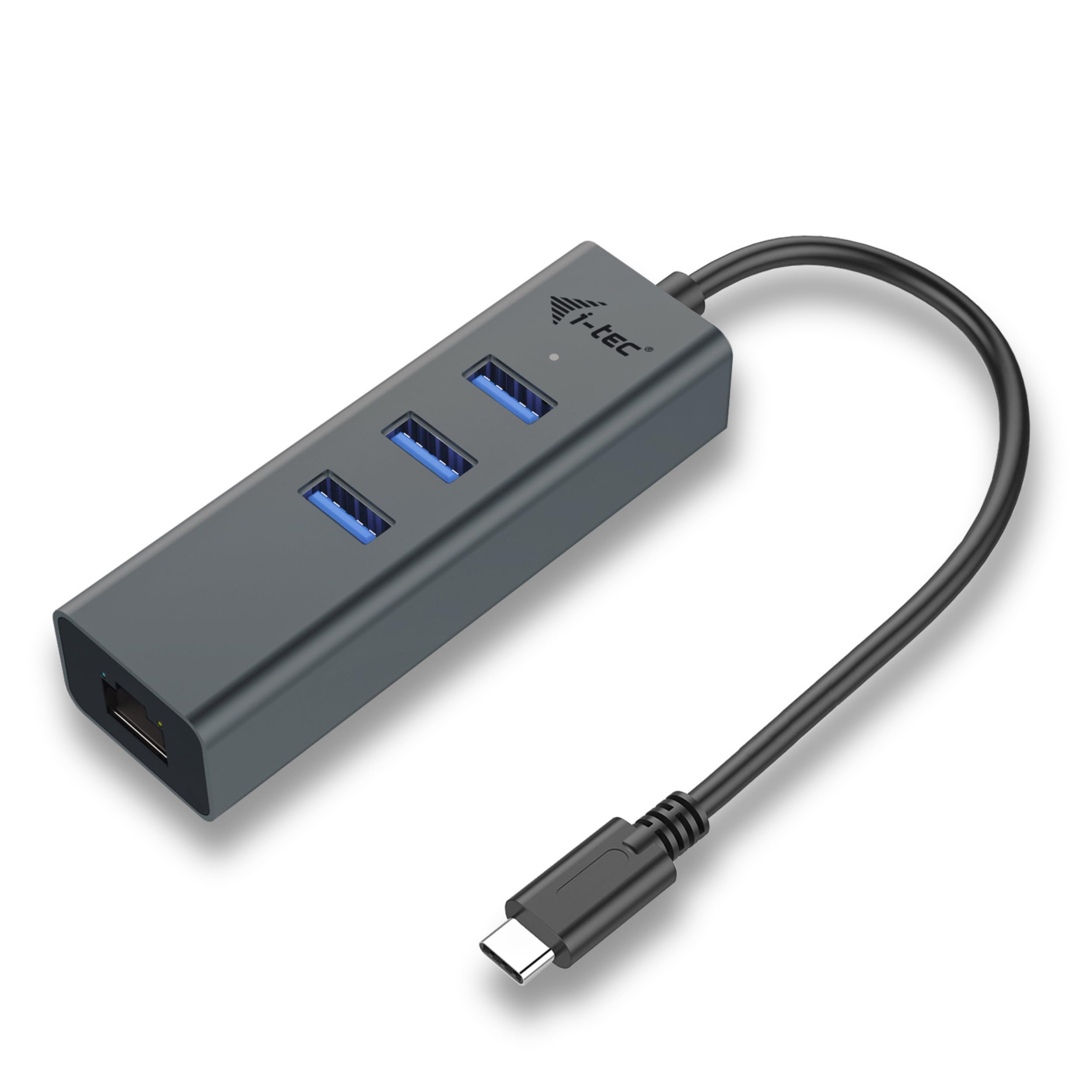 i-tec USB-C Métal 3-Port USB HUB avec Gigabit Ethernet Adapter 1x USB-C vers RJ-45 3x USB 3.0 Port pour Windows MacOS Linux Android Thunderbolt 3 Compatible