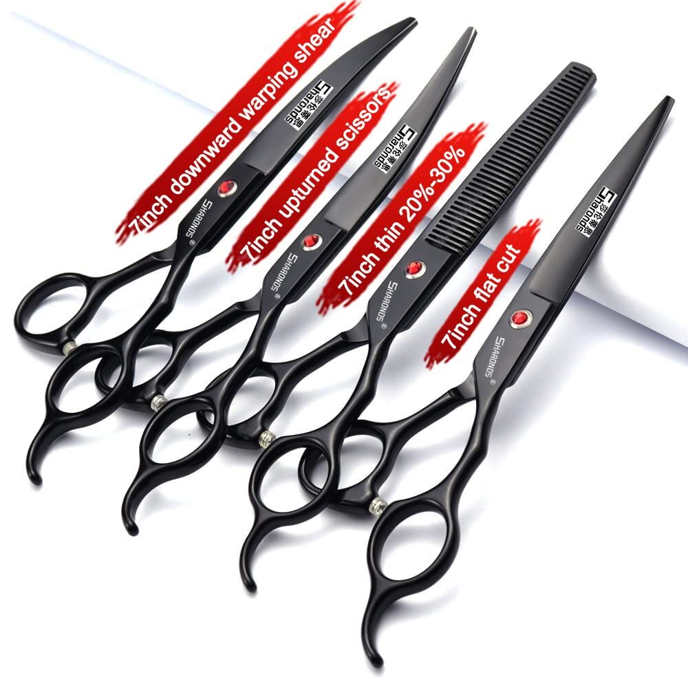 440c - Juego de tijeras de peluquería profesional de peluquería (17,78 cm), color negro