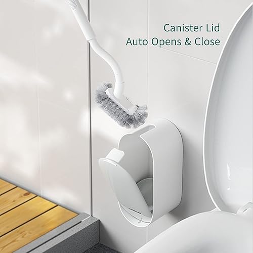 Miniatura 5 de Escobilla de inodoro y soporte  Juego de cepillos de inodoro montados en la pared, diseño curvado, cabezal en ángulo, cepillos de inodoro modernos