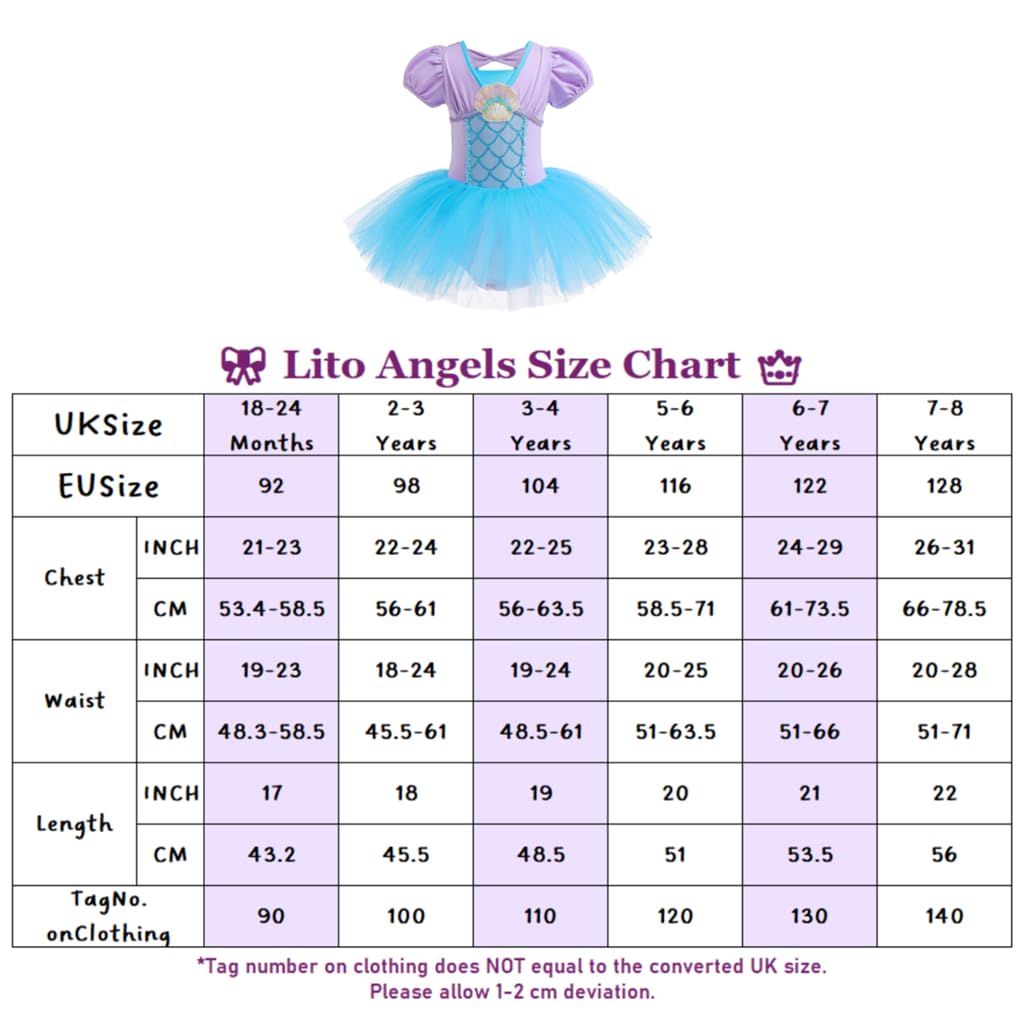 Lito Angels Vestidos Tutú de Princesa para Niñas, Varios Estilos | Mangas abullonadas, Corpiño con lentejuelas, Falda tutú de 4 capas, Braguita integrada, Ballet, Halloween, Carnaval