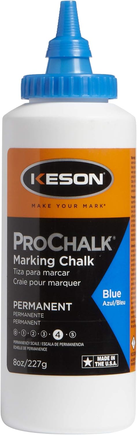 Keson PM8BLUE ProChalk Permanent Marking Chalk - Level 4, Blue, 8-Ounce (12-Pack)