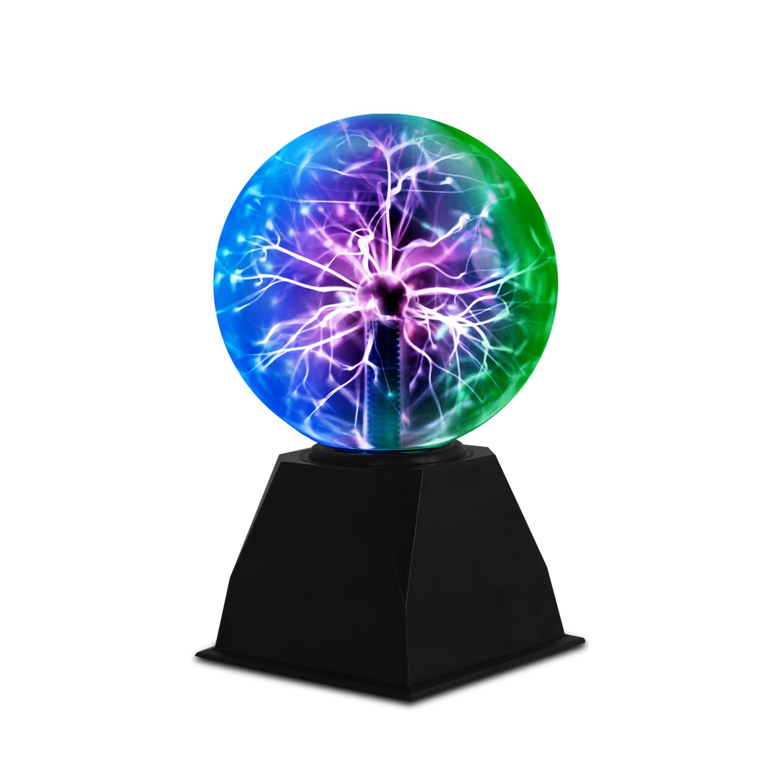 DELIPOP Plasmakugel 15cm, Magische Plasma Ball Lampe Dreifarbiges Licht, Berührungsempfindliche Blitzkugel Plasmakugel Leucht Ball Elektrostatische Kugel für Partys Schlafzimmer